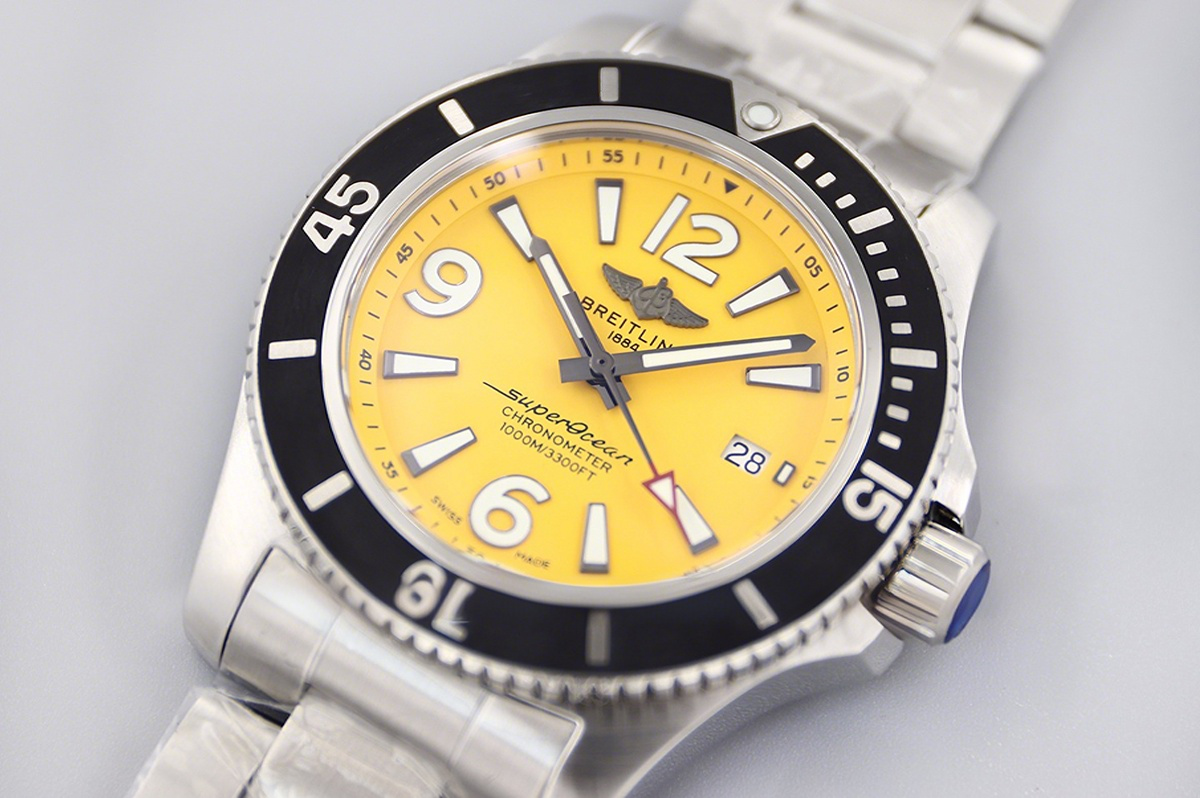 Breitling Superocean Automatic 44mm in Yellow Dial on Black Bezel Ref: A17367021I1A1-fasswatch