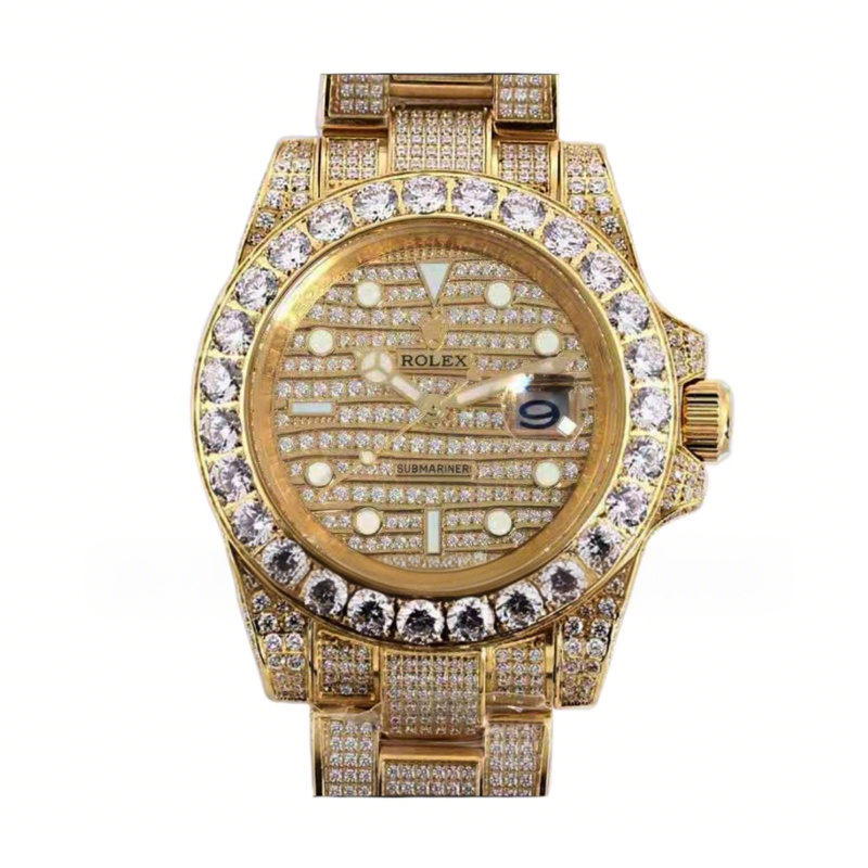Rolex Submariner 116659 Full Diamond Paved Dial in Yellow Gold-fasswatch