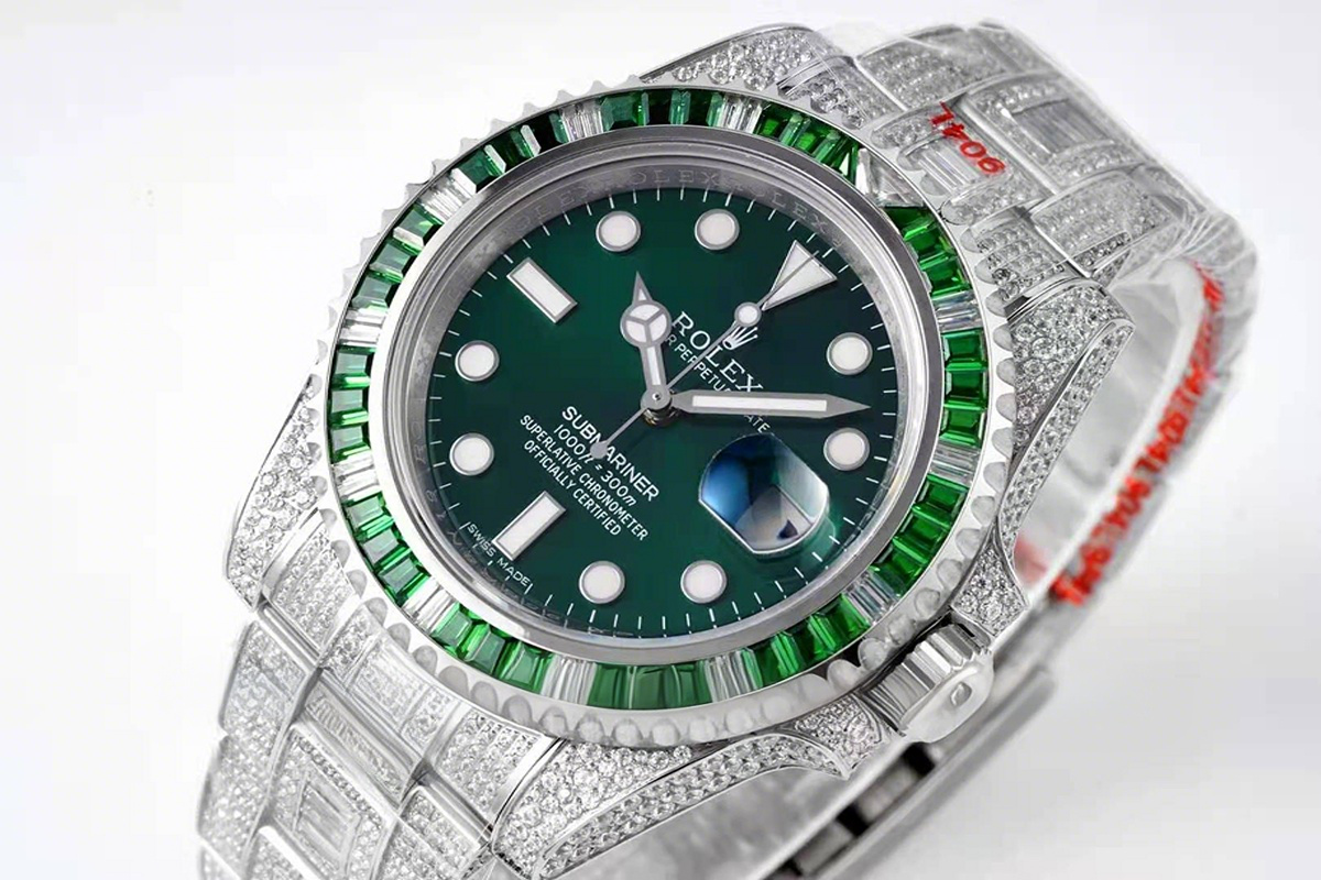 Rolex Submariner 116610LV Hulk with Diamond Bezel-fasswatch