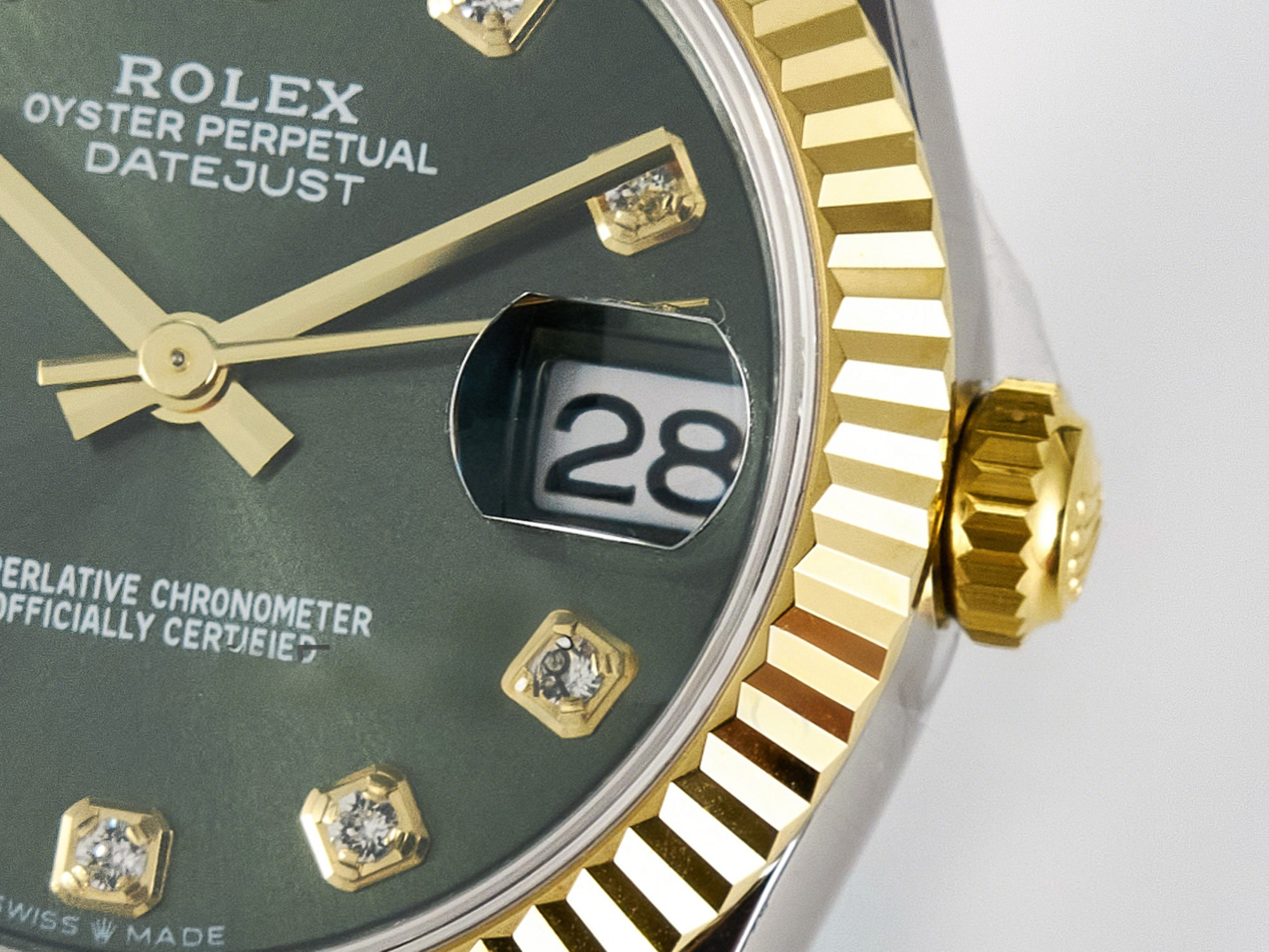 Rolex DateJust 31 278383 ARF 1:1 Best Edition 904L Steel Green Diamonds Dial on SS/YG Jubilee Bracelet ETA 2688-fasswatch