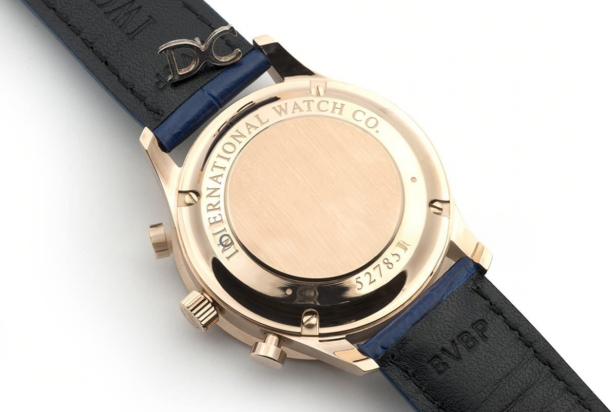 IWC Portugieser Chronograph Automatic White Dial in Rose Gold on Blue Leather Strap-fasswatch