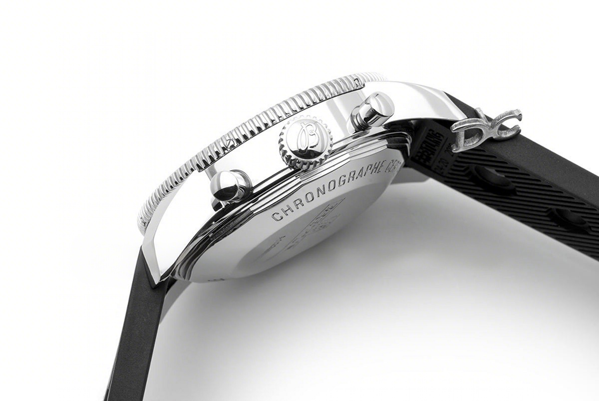 Breitling Superocean Heritage II Chronograph 46 Silver Dial in Steel on Rubber Strap-fasswatch