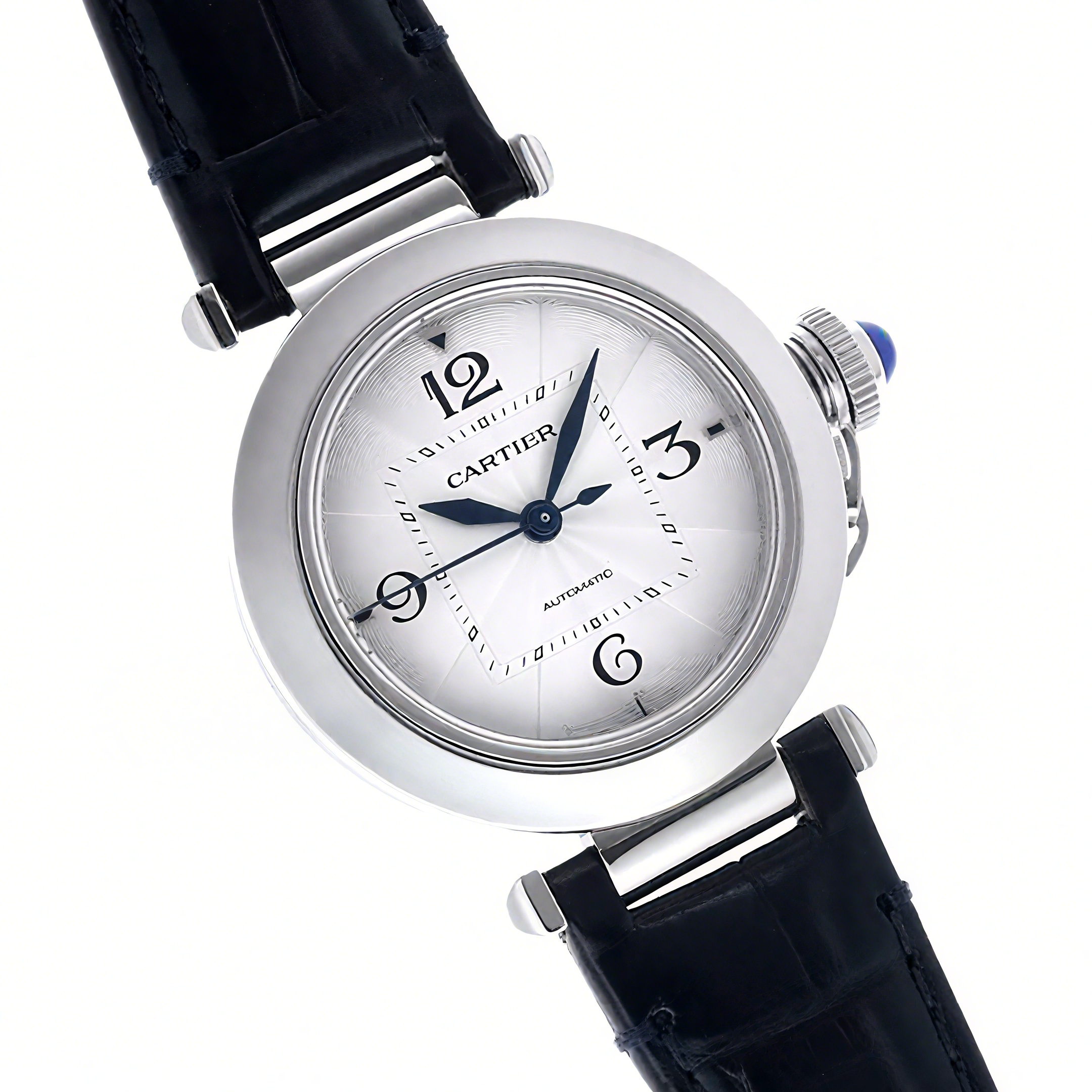 Cartier Pasha de Cartier 35mm in Blue Leather Strap-fasswatch