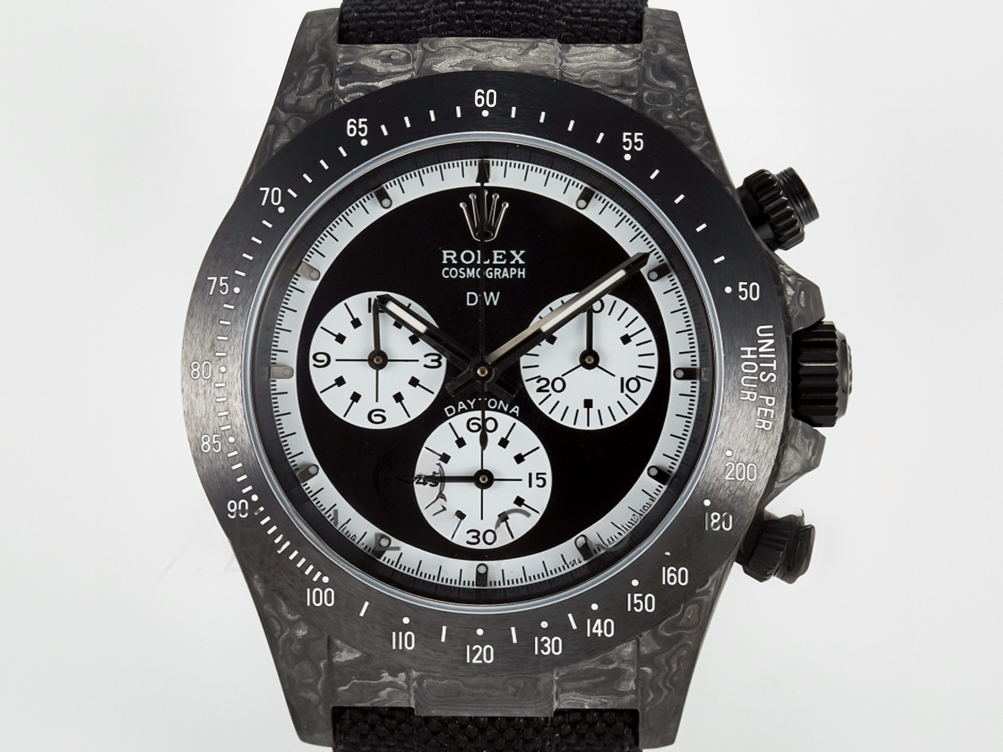 Rolex Daytona DIW Black Carbon DIWF 1:1 Best Edition Black/White Dial on Black Nylon Strap SH4130-fasswatch