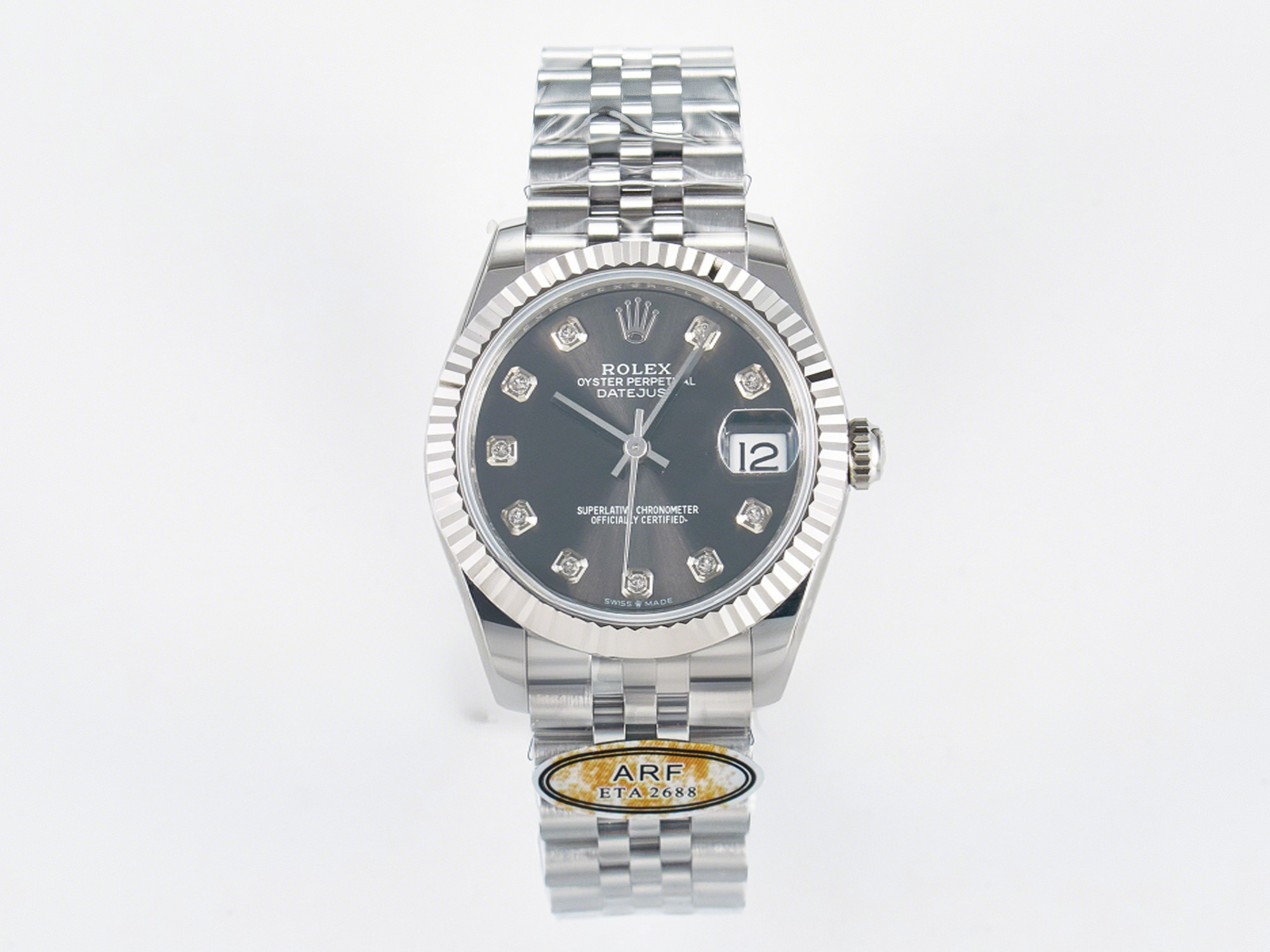 Rolex DateJust 31 278274 ARF 1:1 Best Edition 904L Steel Gray Diamonds Dial on SS Jubilee Bracelet ETA 2688-fasswatch