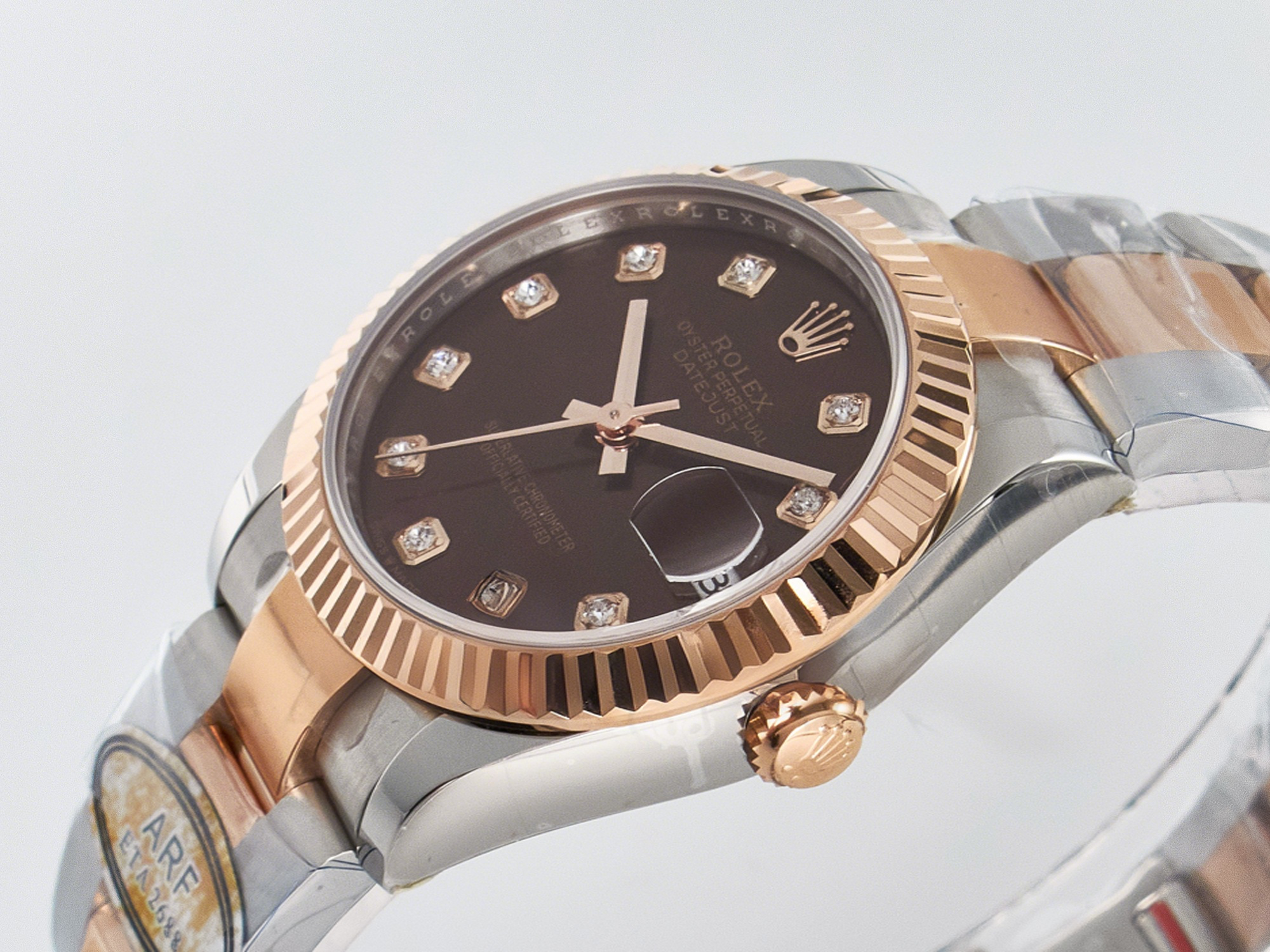 Rolex DateJust 31 278271 ARF 1:1 Best Edition 904L Steel Brown Diamonds Dial on SS/RG Oyster Bracelet ETA 2688-fasswatch