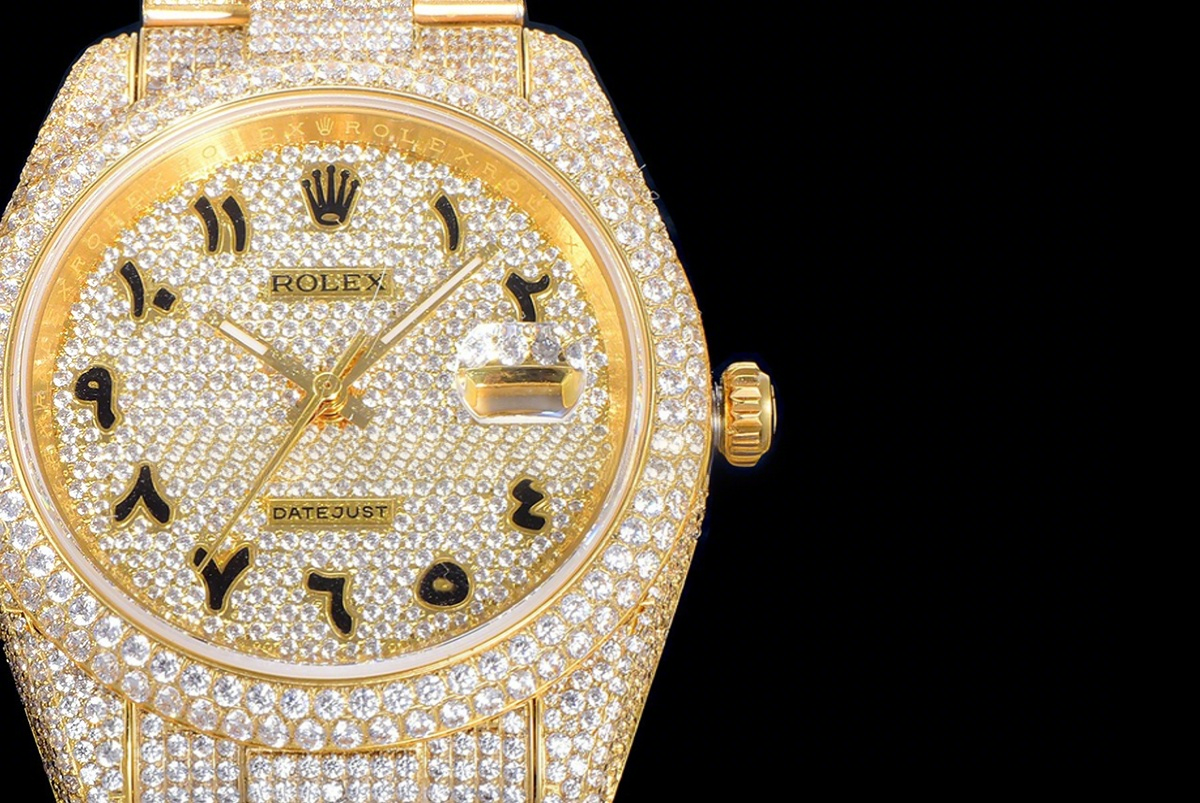 Rolex Datejust 41 126334 Diamond Paved Dial with Arabic Markers in Yellow Gold-fasswatch