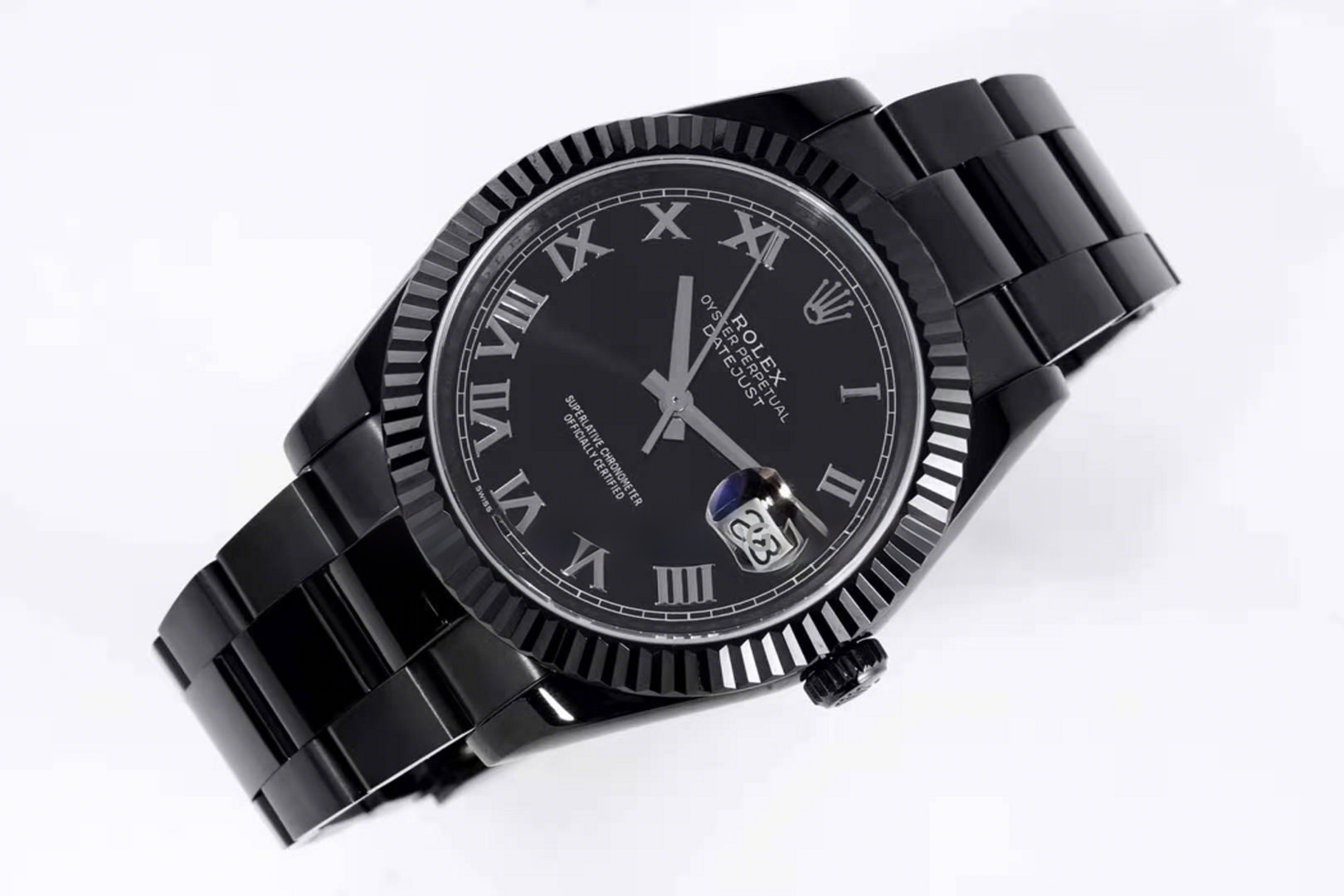 Rolex Datejust 41 Black Dial with Roman Markers in PVD Black-fasswatch