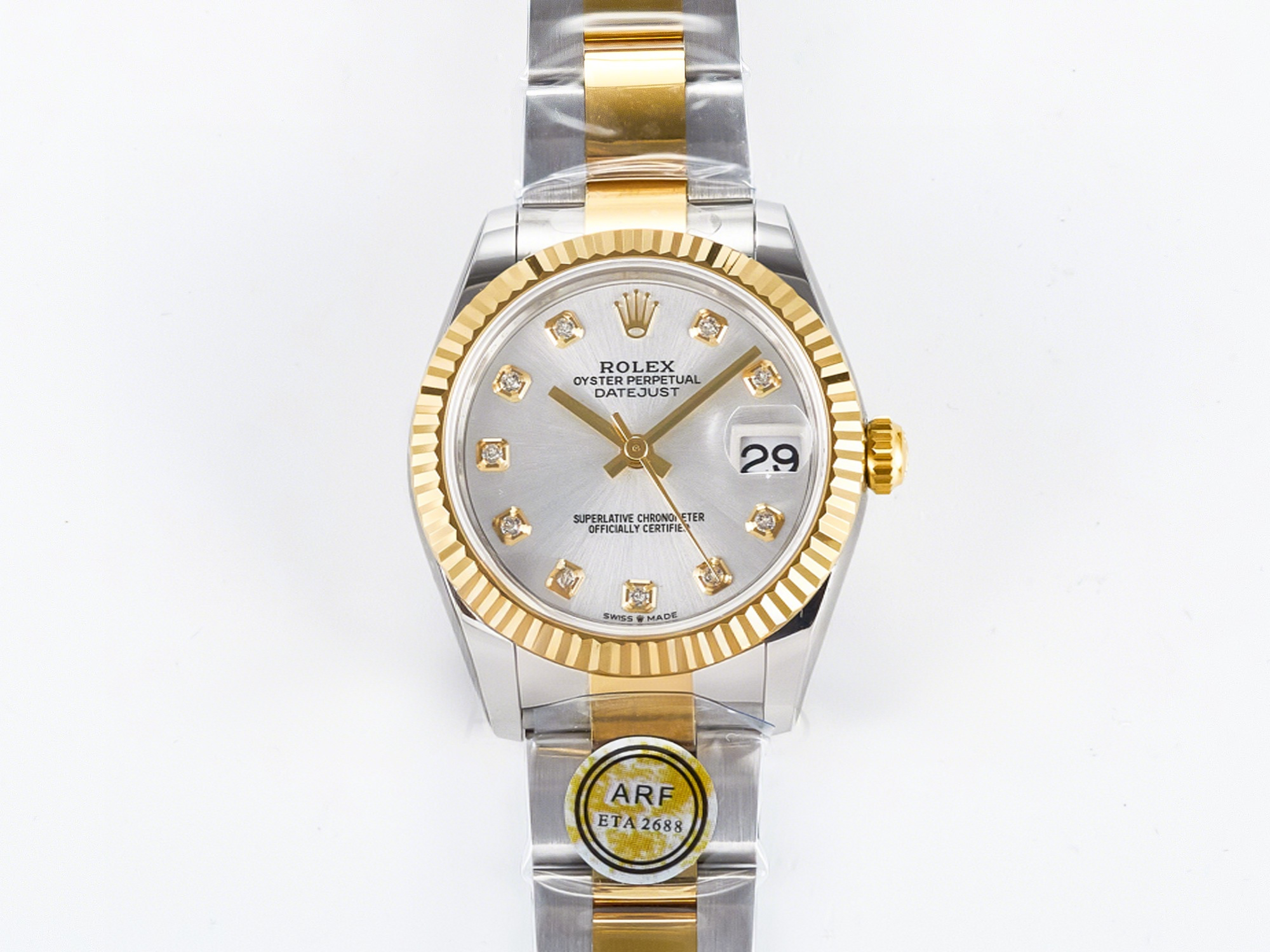 Rolex DateJust 31 278273 ARF 1:1 Best Edition 904L Steel Silver Diamonds Dial on SS/YG Oyster Bracelet ETA 2688-fasswatch
