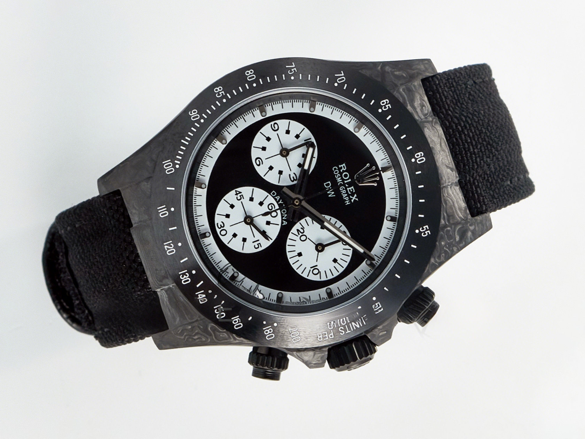 Rolex Daytona DIW Black Carbon DIWF 1:1 Best Edition Black/White Dial on Black Nylon Strap SH4130-fasswatch