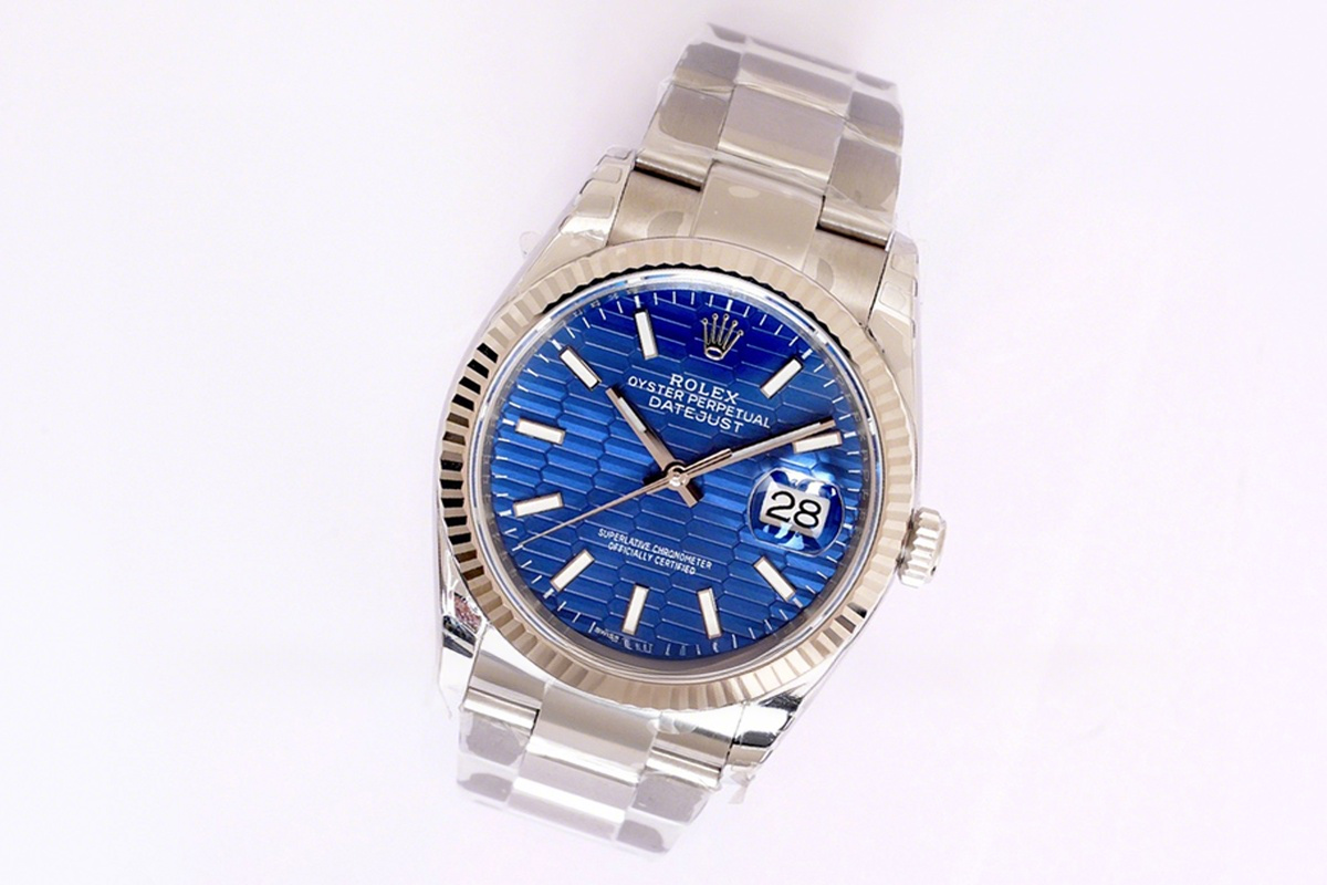 Rolex Datejust 36 126234 Blue Motif Dial in Steel in Oyster Bracelet-fasswatch