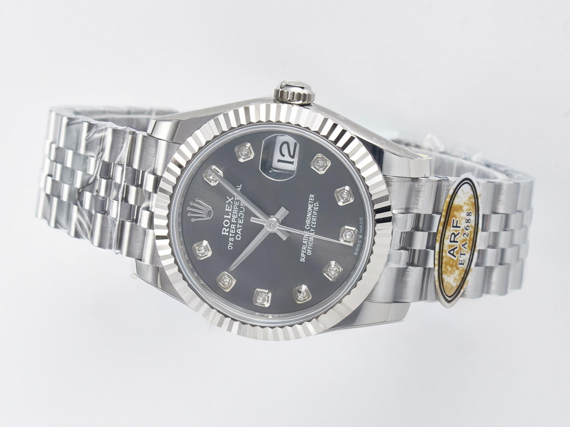 Rolex DateJust 31 278274 ARF 1:1 Best Edition 904L Steel Gray Diamonds Dial on SS Jubilee Bracelet ETA 2688-fasswatch