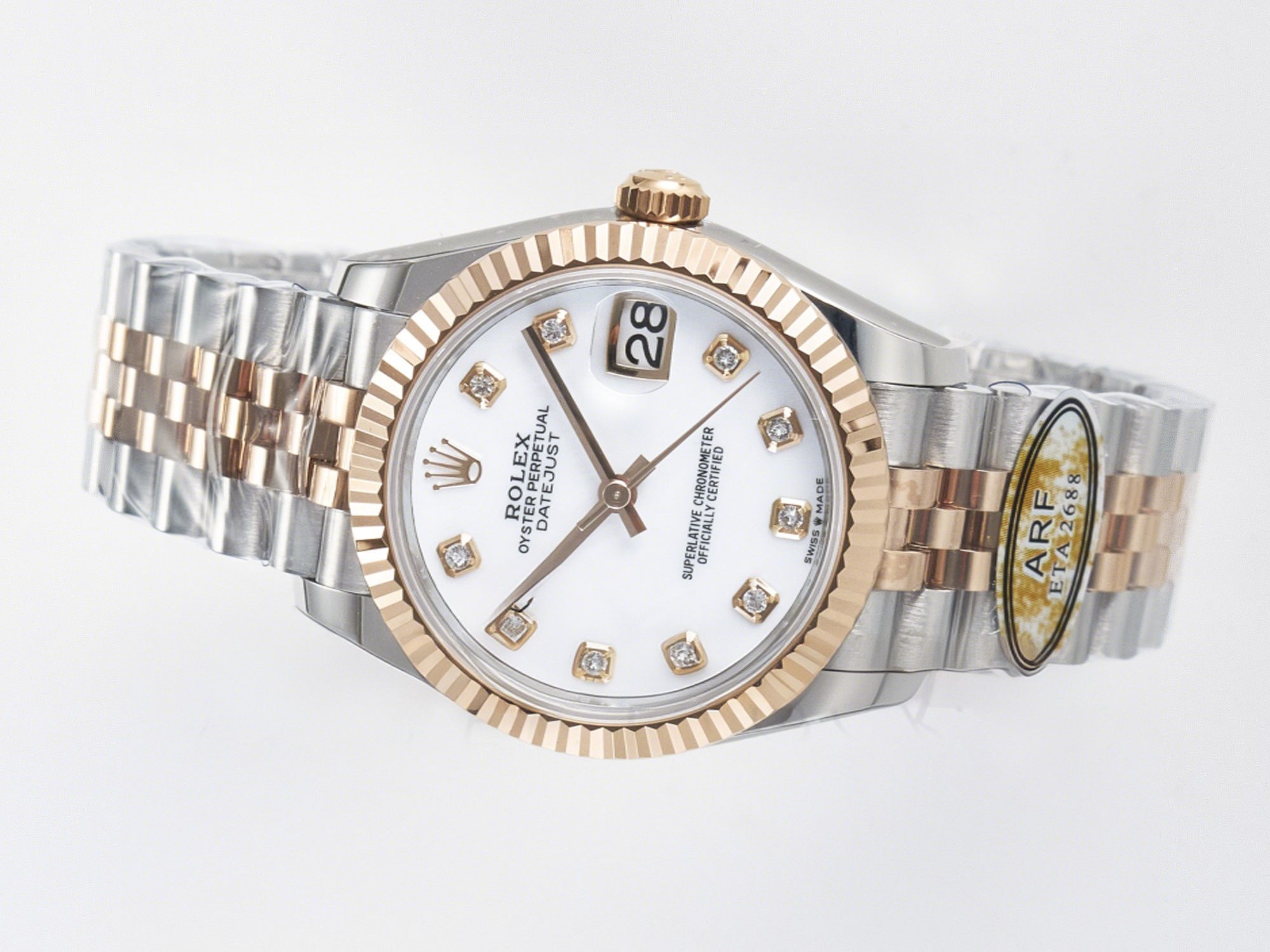 Rolex DateJust 31 278271 ARF 1:1 Best Edition 904L Steel White MOP Diamonds Dial on SS/RG Jubilee Bracelet ETA 2688-fasswatch