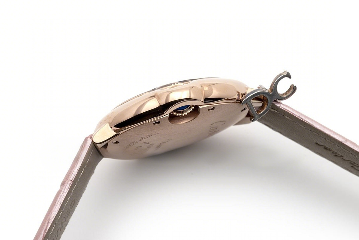 Cartier Ballon Bleu De Cartier 36mm Silver Dial in Pink Gold on Pink Leather Strap-fasswatch