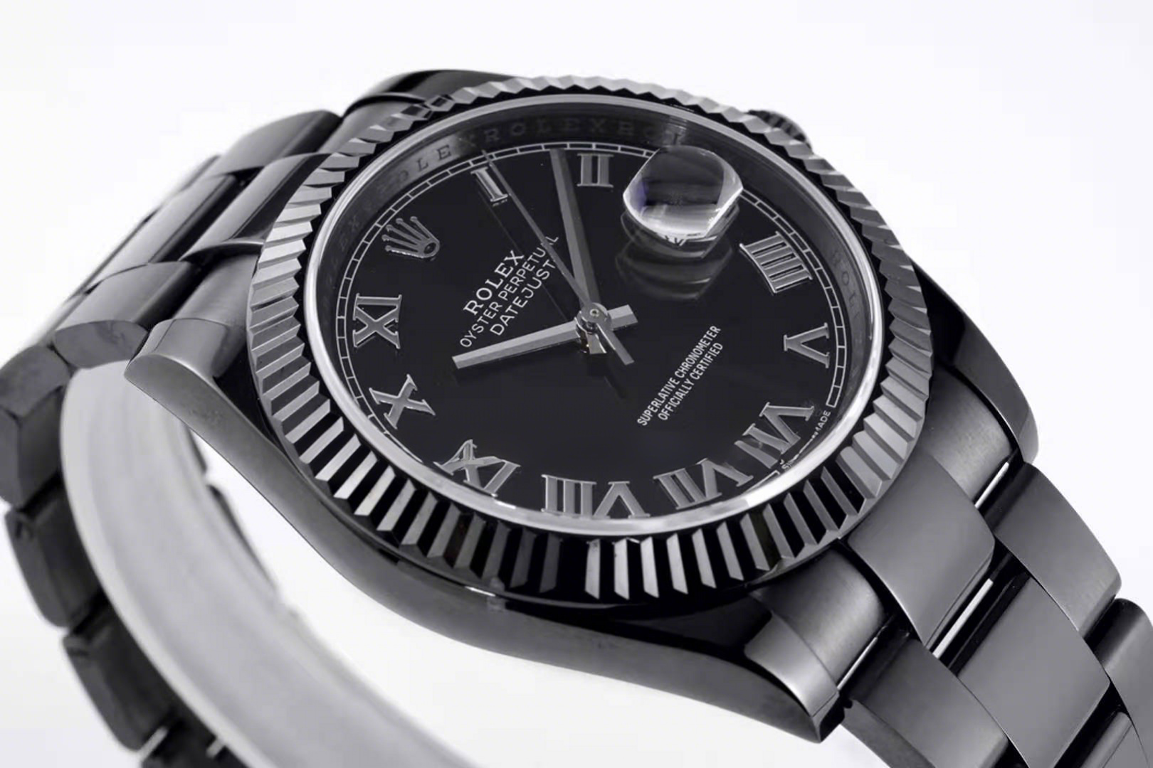 Rolex Datejust 41 Black Dial with Roman Markers in PVD Black-fasswatch