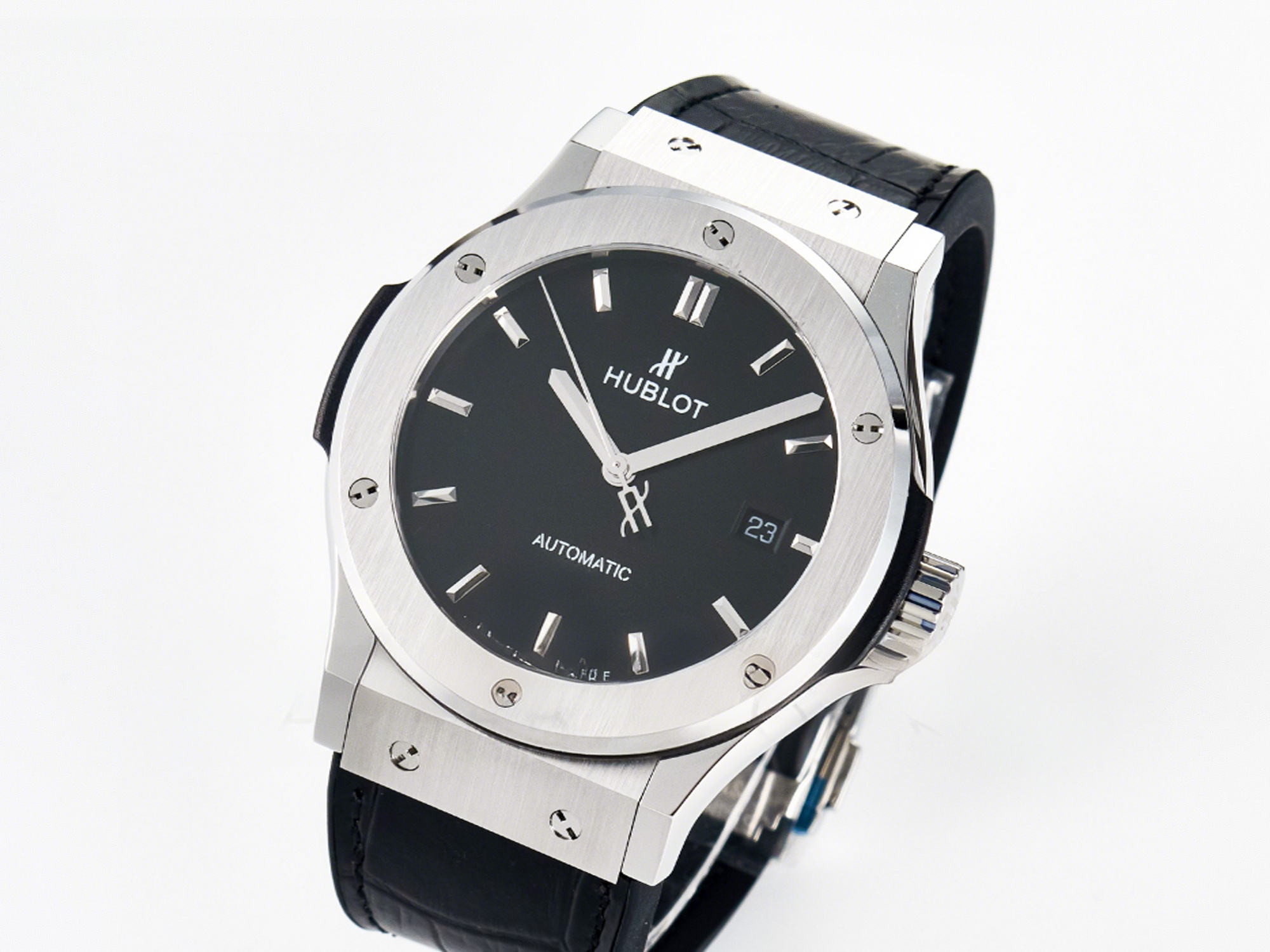 Hublot Classic Fusion Bang 42mm HBF 1:1 Best Edition Black Dial on Black Leather Strap A2892-fasswatch