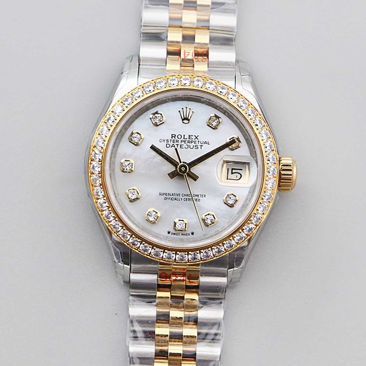 Rolex Ladies Datejust 279383RBR MOP Dial with Diamond Bezel in Yellow Gold/Steel-fasswatch