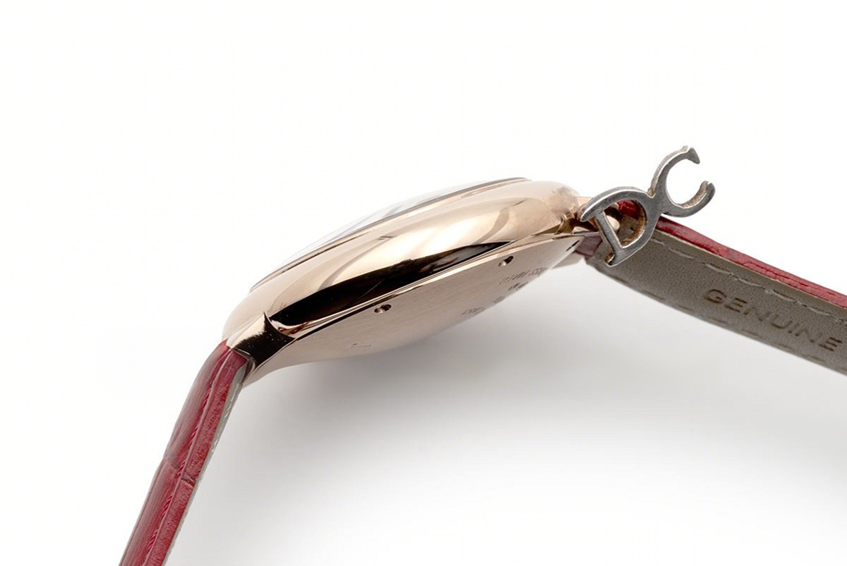 Cartier Ballon Bleu De Cartier 36mm Silver Dial in Pink Gold on Red Leather Strap-fasswatch
