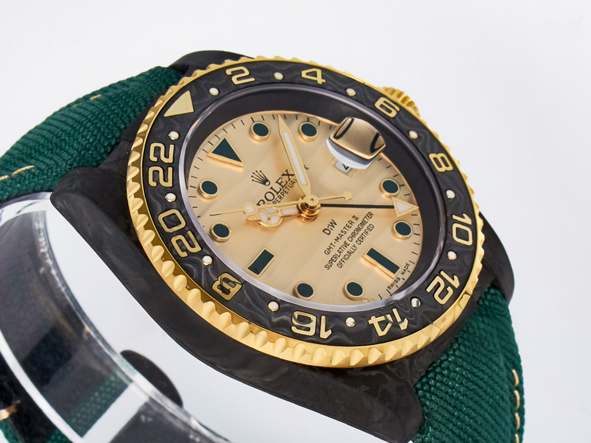 Rolex GMT Carbon DIWF Best Edition Yellow Dial on Green Nylon Strap SA3285 CHS V2-fasswatch
