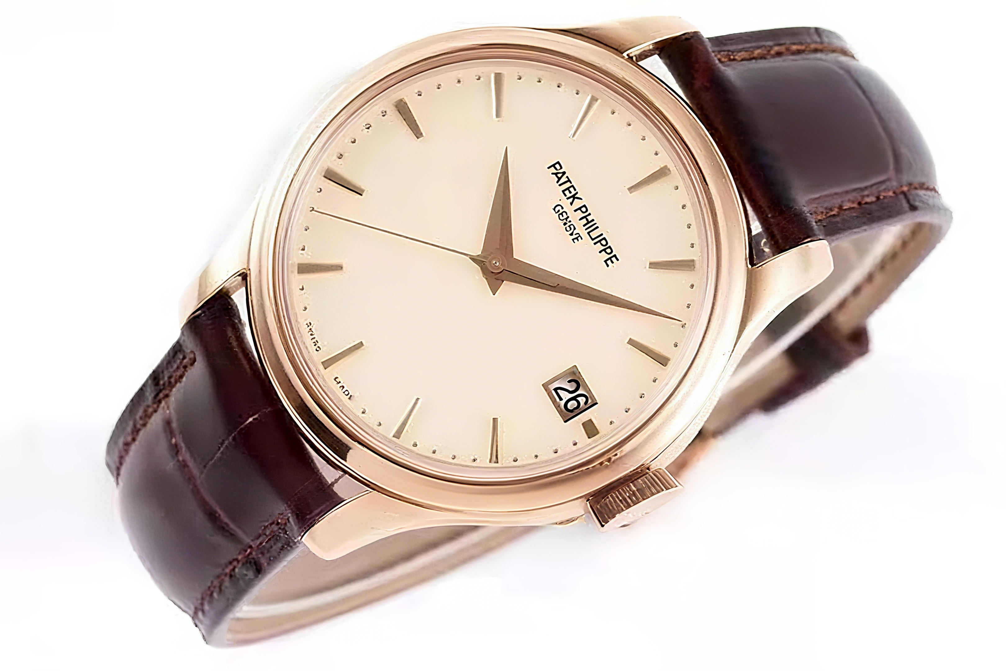 Patek Philippe Calatrava 5227R-001 White Dial in Rose Gold on Brown Leather Strap-fasswatch