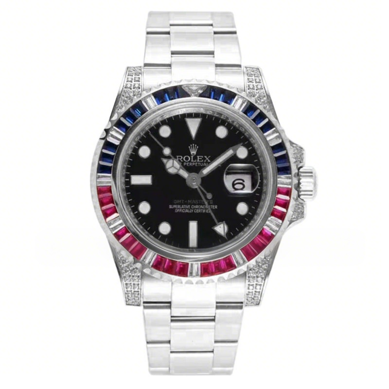 Rolex GMT Master II 126710 BLRO “Pepsi” with Paved Diamond Bezel-fasswatch