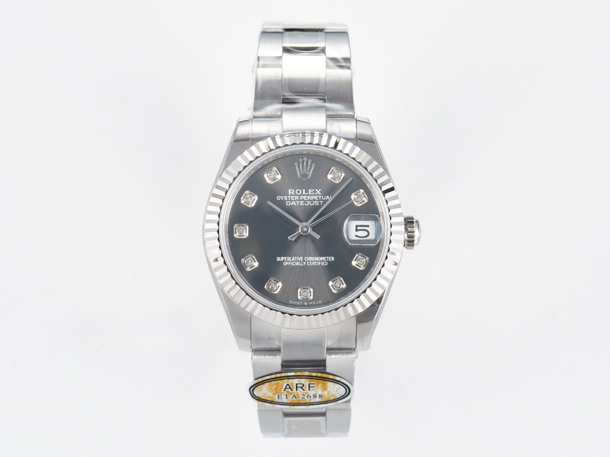 Rolex DateJust 31 278274 ARF 1:1 Best Edition 904L Steel Gray Diamonds Dial on SS Oyster Bracelet ETA 2688-fasswatch