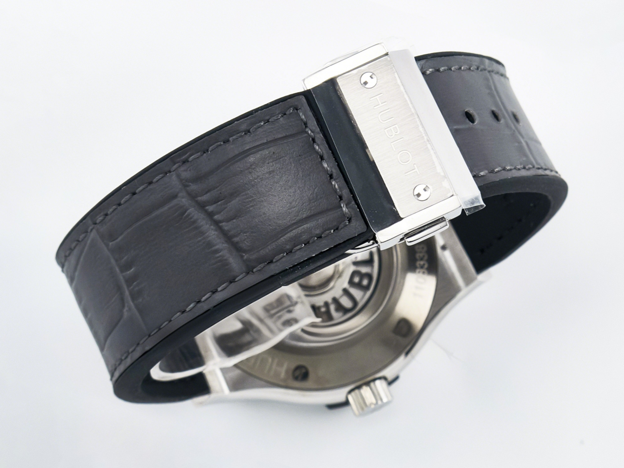 Hublot Classic Fusion Bang 42mm HBF 1:1 Best Edition Gray Dial Diamonds Bezel on Gray Leather Strap A2892-fasswatch