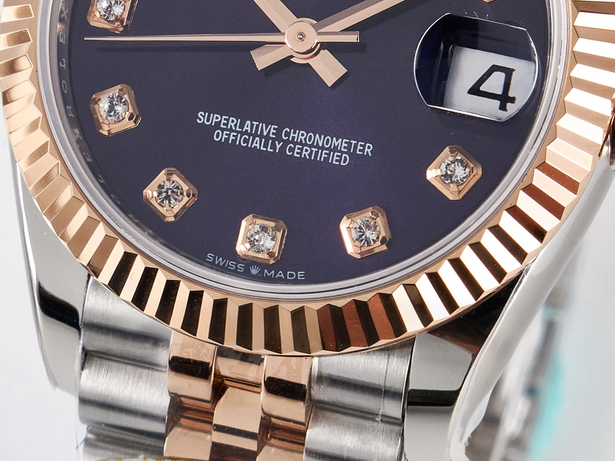 Rolex DateJust 31 278271 ARF 1:1 Best Edition 904L Steel Purple Diamonds Dial on SS/RG Jubilee Bracelet ETA 2688-fasswatch