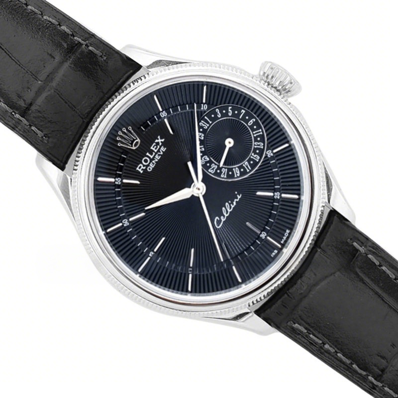 Rolex Cellini Date 50519 Black Dial in White Gold-fasswatch