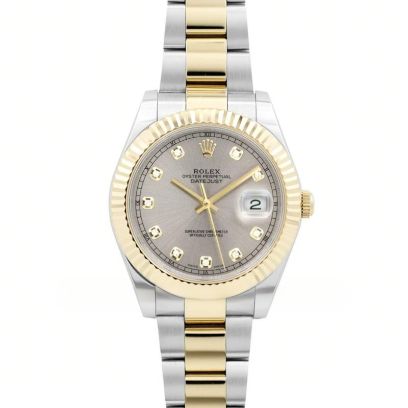 Rolex Datejust II 116333 Silver Dial in Yellow Gold/Steel with Diamond Markers-fasswatch