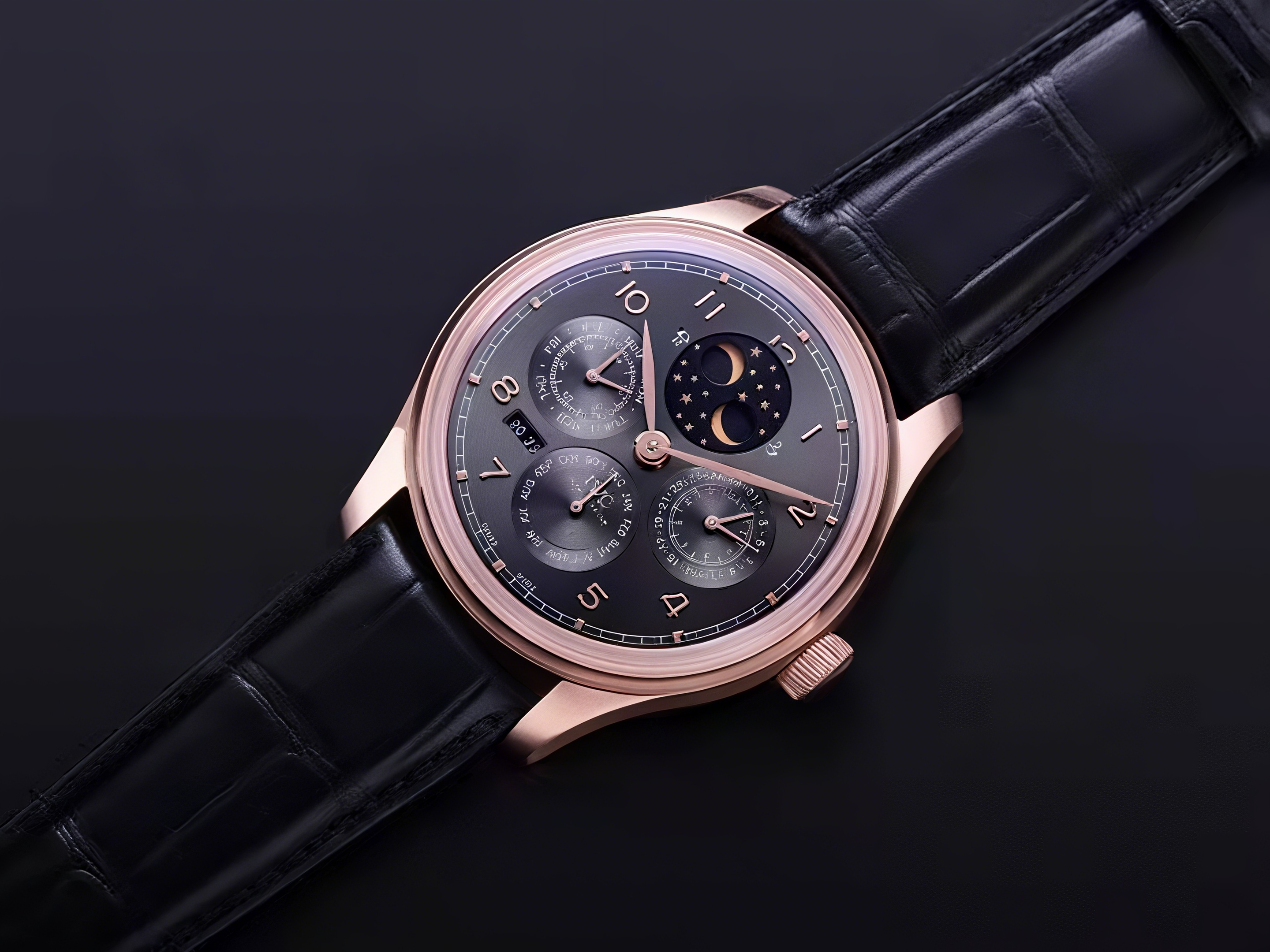 IWC Portugieser Perpetual Calendar IW503404 Black Dial in Rose Gold-fasswatch