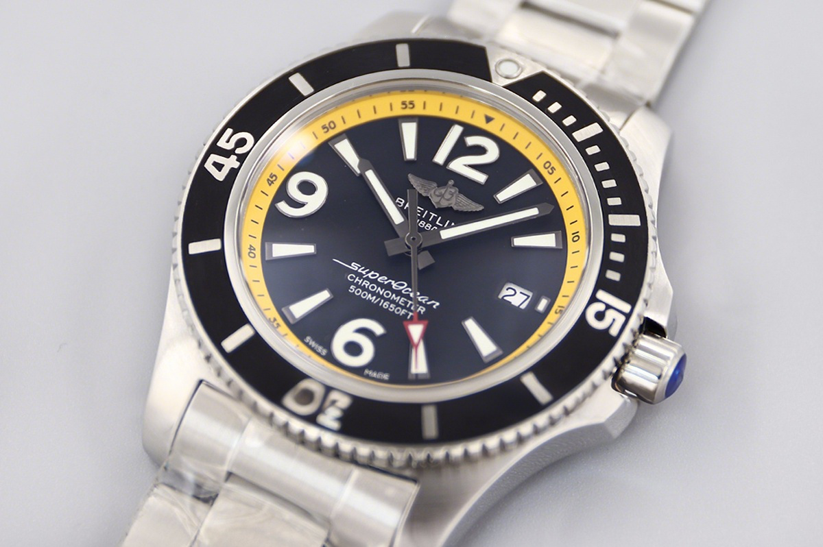 Breitling Superocean Automatic 44mm in Black/Yellow Dial on Black Bezel-fasswatch