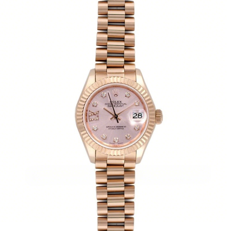 Rolex Ladies Datejust 279175 Pink Dial with Diamonds Markers in Rose Gold-fasswatch