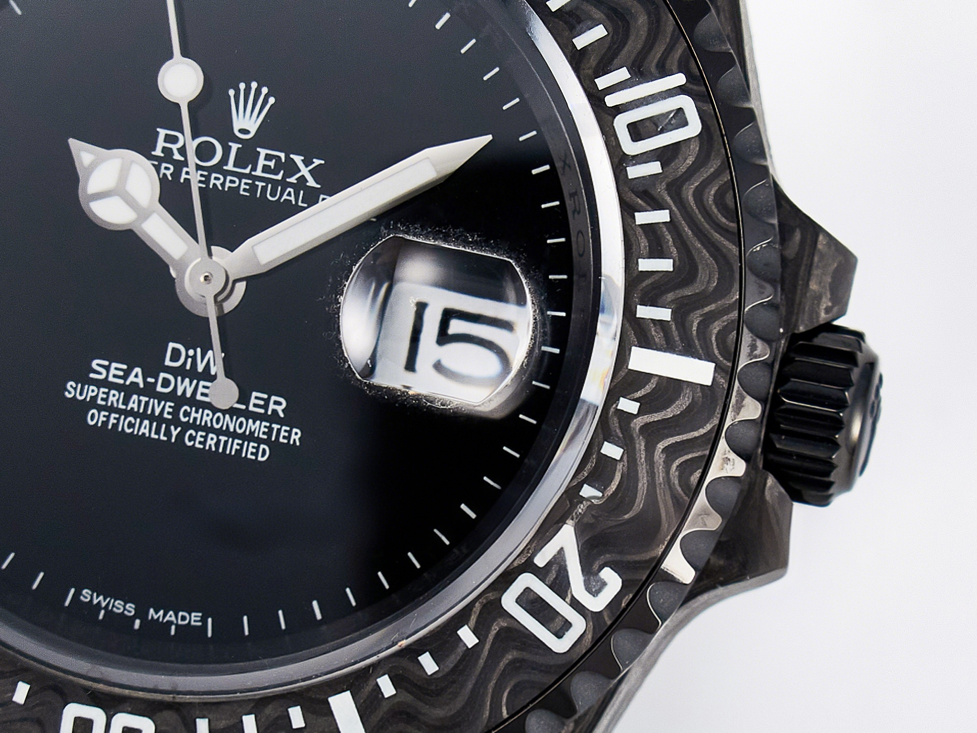 Rolex Sea Dweller 43mm Carbon DIWF Best Edition Black Dial on Black Nylon Strap A2824-fasswatch