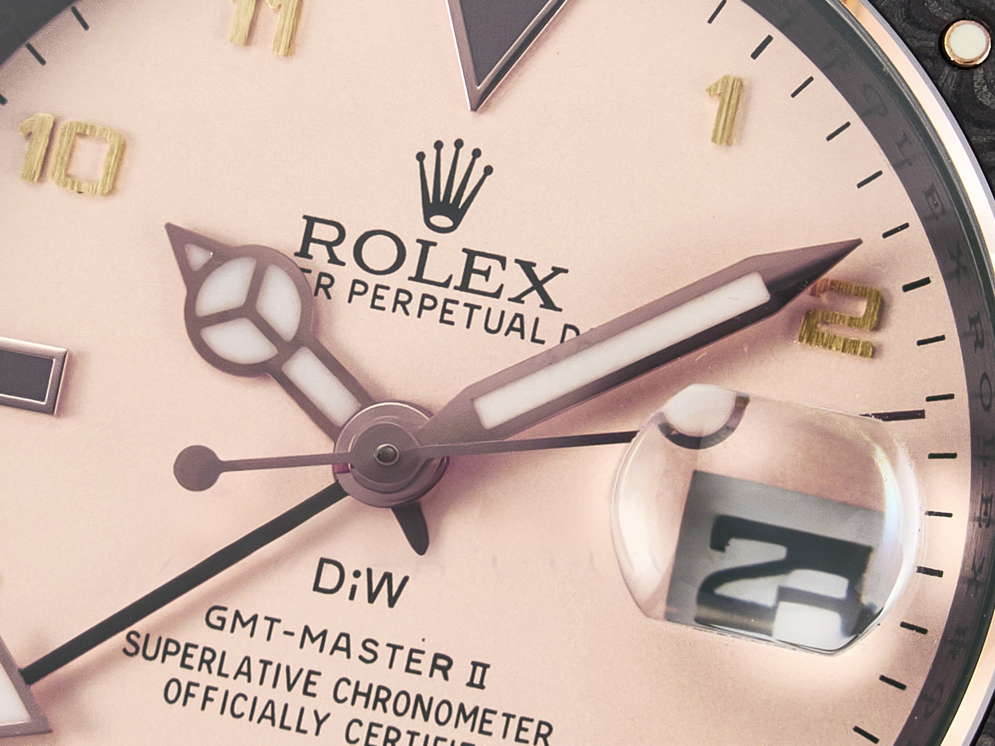 Rolex GMT Carbon DIWF Best Edition Yellow Roman Dial on Brown Nylon Strap SA3285 CHS V2-fasswatch