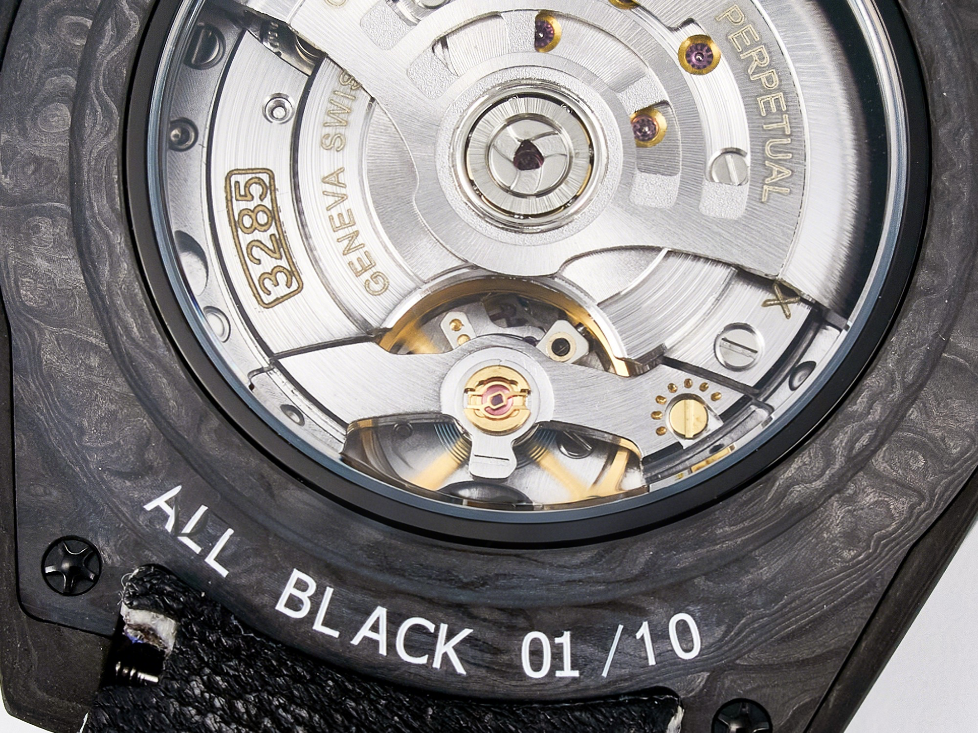 Rolex GMT Carbon DIWF Best Edition Black Carbon Dial SS Markers on White Nylon Strap SA3285 CHS V2-fasswatch