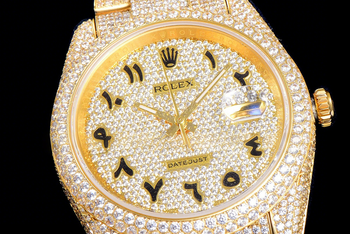 Rolex Datejust 41 126334 Diamond Paved Dial with Arabic Markers in Yellow Gold-fasswatch
