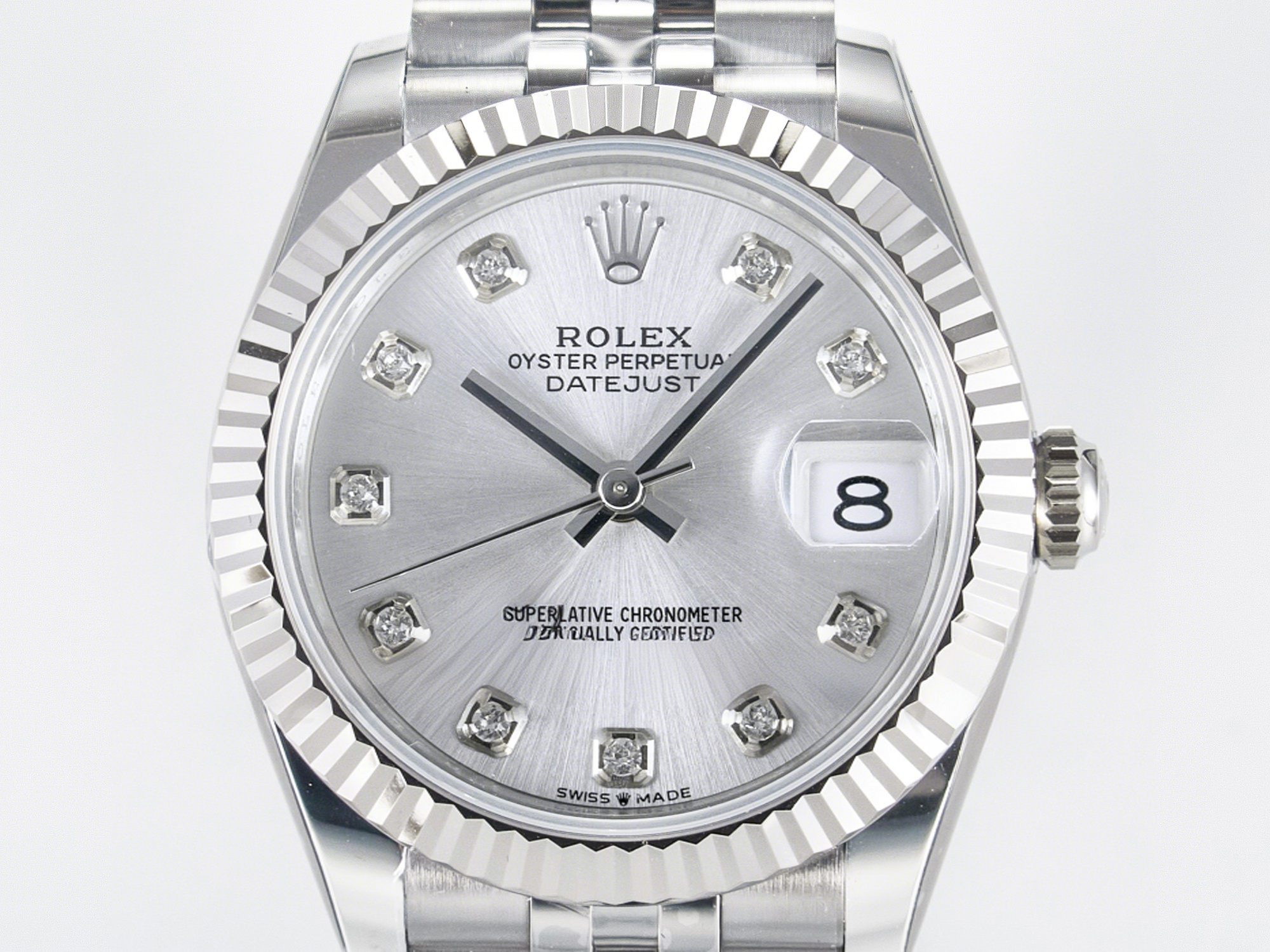 Rolex DateJust 31 278274 ARF 1:1 Best Edition 904L Steel Silver Diamonds Dial on SS Jubilee Bracelet ETA 2688-fasswatch