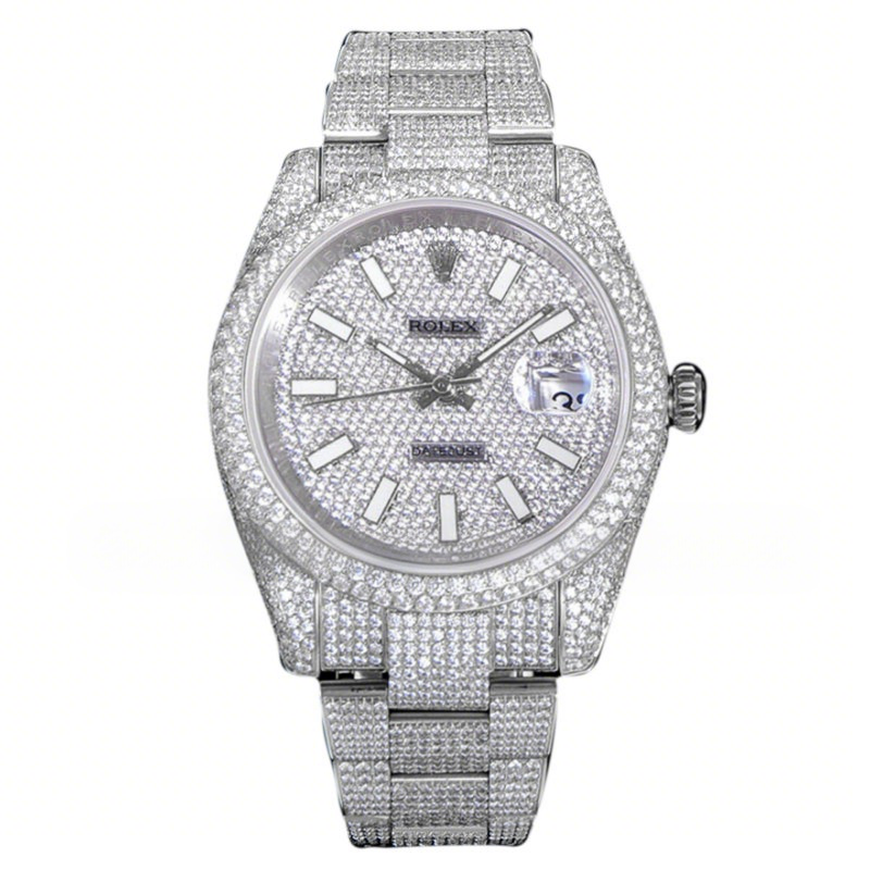 Rolex Datejust 41 126334 Diamond Paved Dial with Stick Markers in Steel-fasswatch