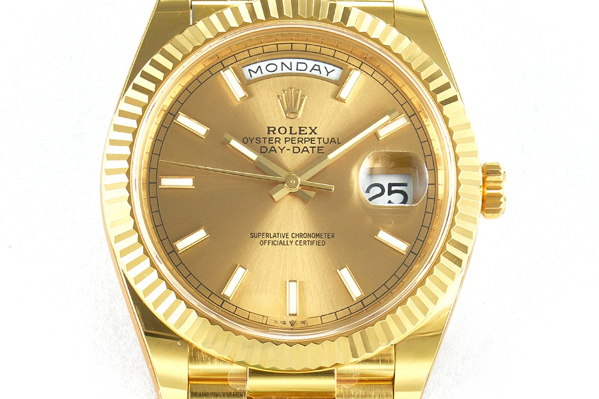 Rolex Daydate 40 228238 Champagne Dial with Stick Marker in Yellow Gold (Gain Weight)-fasswatch