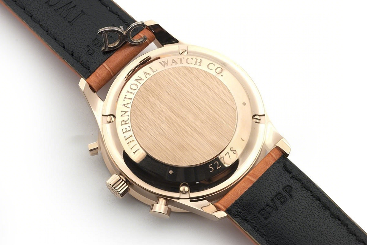 IWC Portugieser Chronograph Automatic White Dial in Rose Gold on Orange Leather Strap-fasswatch