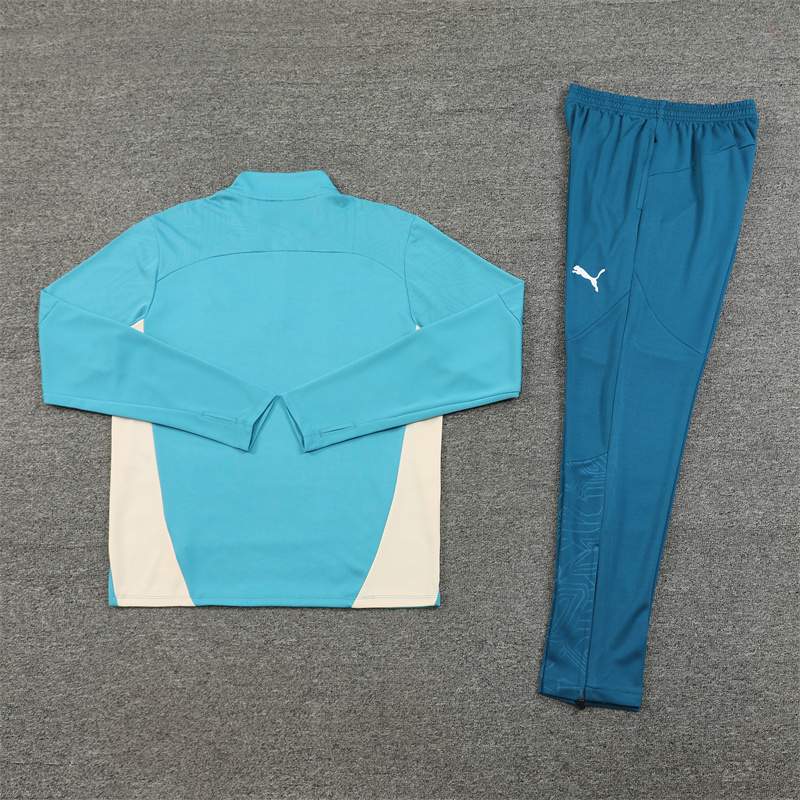 JerseysGala.com | Marseille 24-25 Long Sleeve Training Set - Lake Blue -Customize Name, Number and Patch | Worldwide Shipping