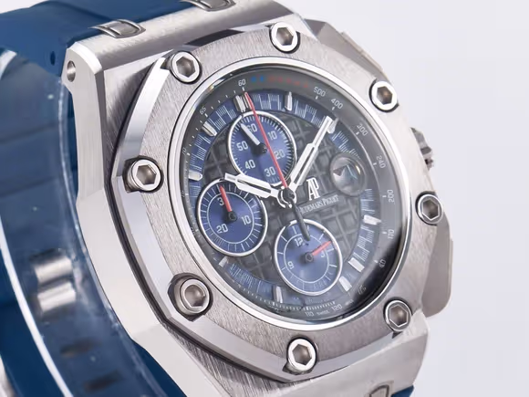 Audemars Piguet Royal Oak Offshore Schumacher SS TKF Best Edition Gray/Blue Dial on Blue Rubber Strap A3126-fasswatch