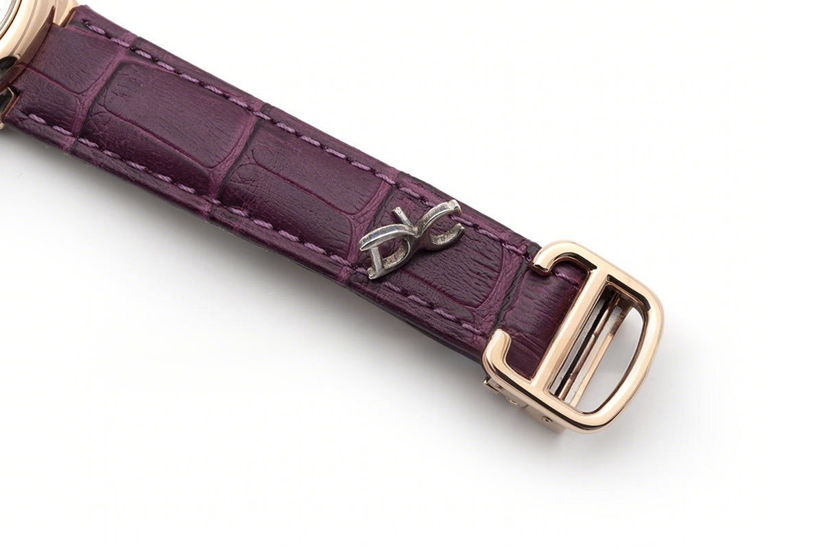 Cartier Ballon Bleu De Cartier 36mm White Dial with Diamond Markers in Pink Gold on Purple Leather Strap-fasswatch