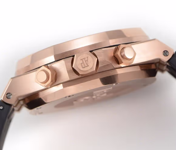 Audemars Piguet Royal Oak Self-Winding Chronograph Black/Rose Gold Dial in Rose Gold on Rubber Strap-fasswatch