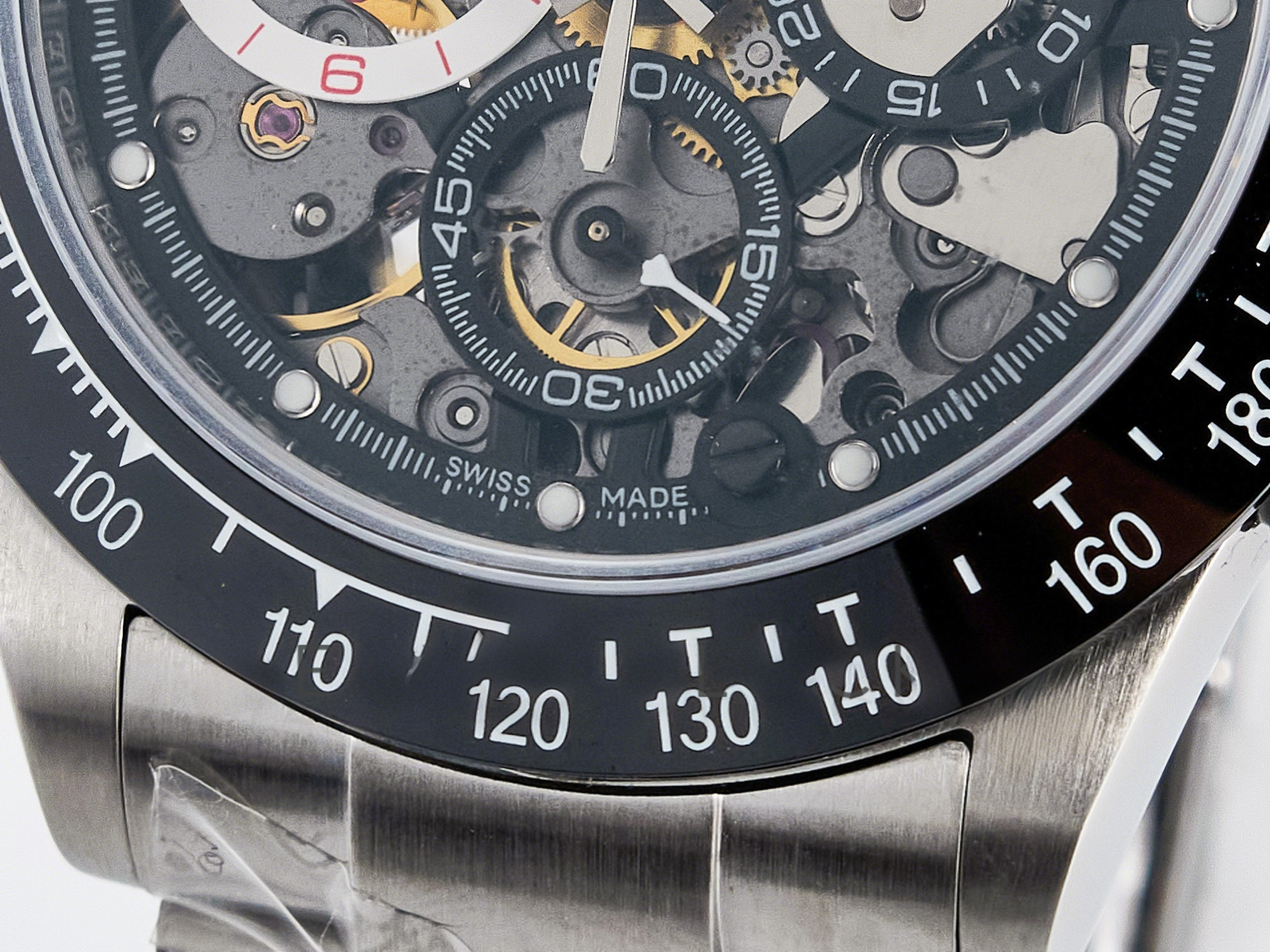 Rolex Daytona Artisans SS GETF Best Edition Skeleton Dial Black Ceramic Bezel on SS Bracelet DD4802-fasswatch