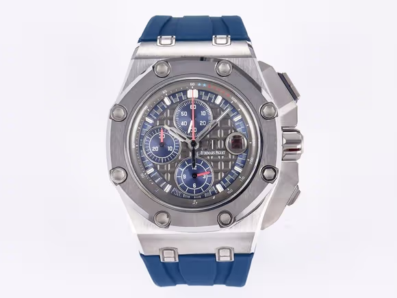 Audemars Piguet Royal Oak Offshore Schumacher SS TKF Best Edition Gray/Blue Dial on Blue Rubber Strap A3126-fasswatch