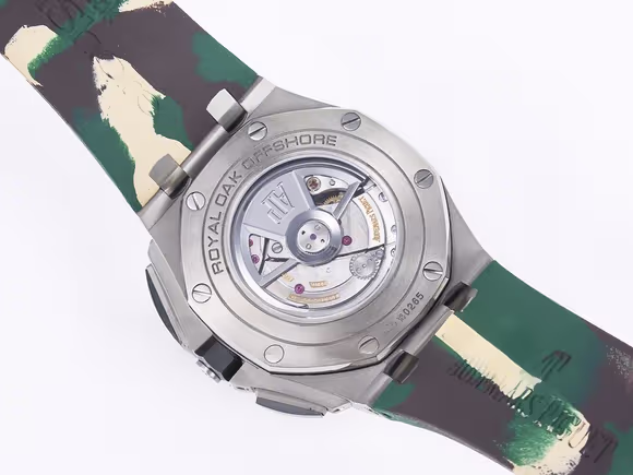 Audemars Piguet Royal Oak Offshore 44mm SS TKF 11 Best Edition Cream Dial on Green Camou Rubber Strap A3126-fasswatch