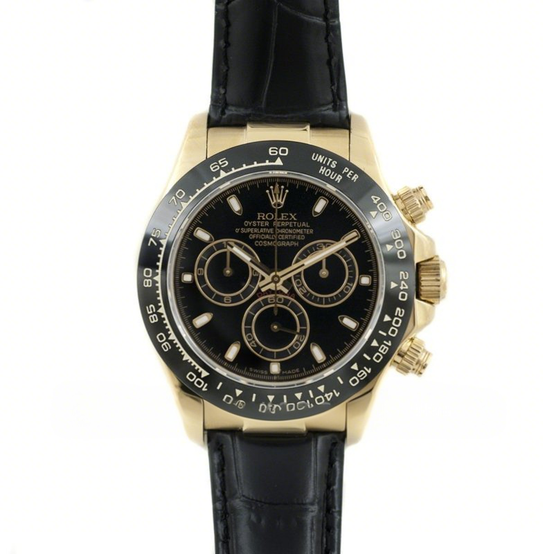 Rolex Daytona 116515 Black Dial in Yellow Gold-fasswatch