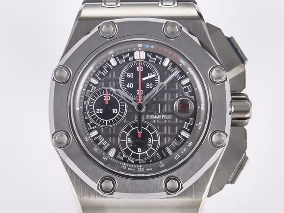 Audemars Piguet Royal Oak Offshore Schumacher SS TKF Best Edition GrayBlack Dial on Gray Rubber Strap A3126-fasswatch